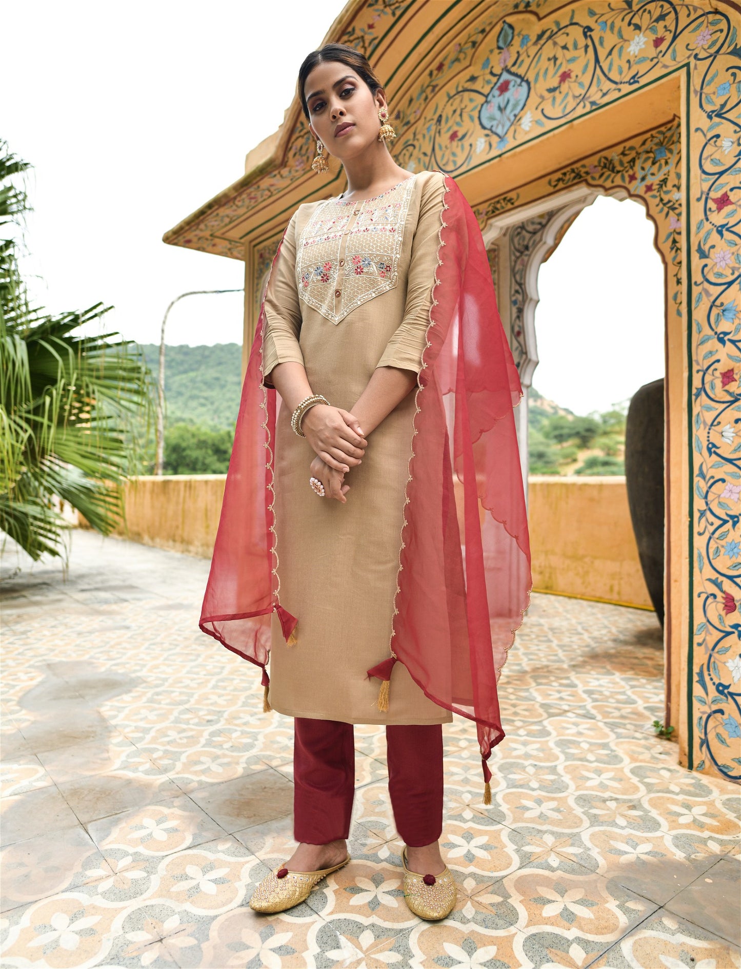 Chiku Party Wear Embroidery Worked Kurta With Pant And Duppata Set