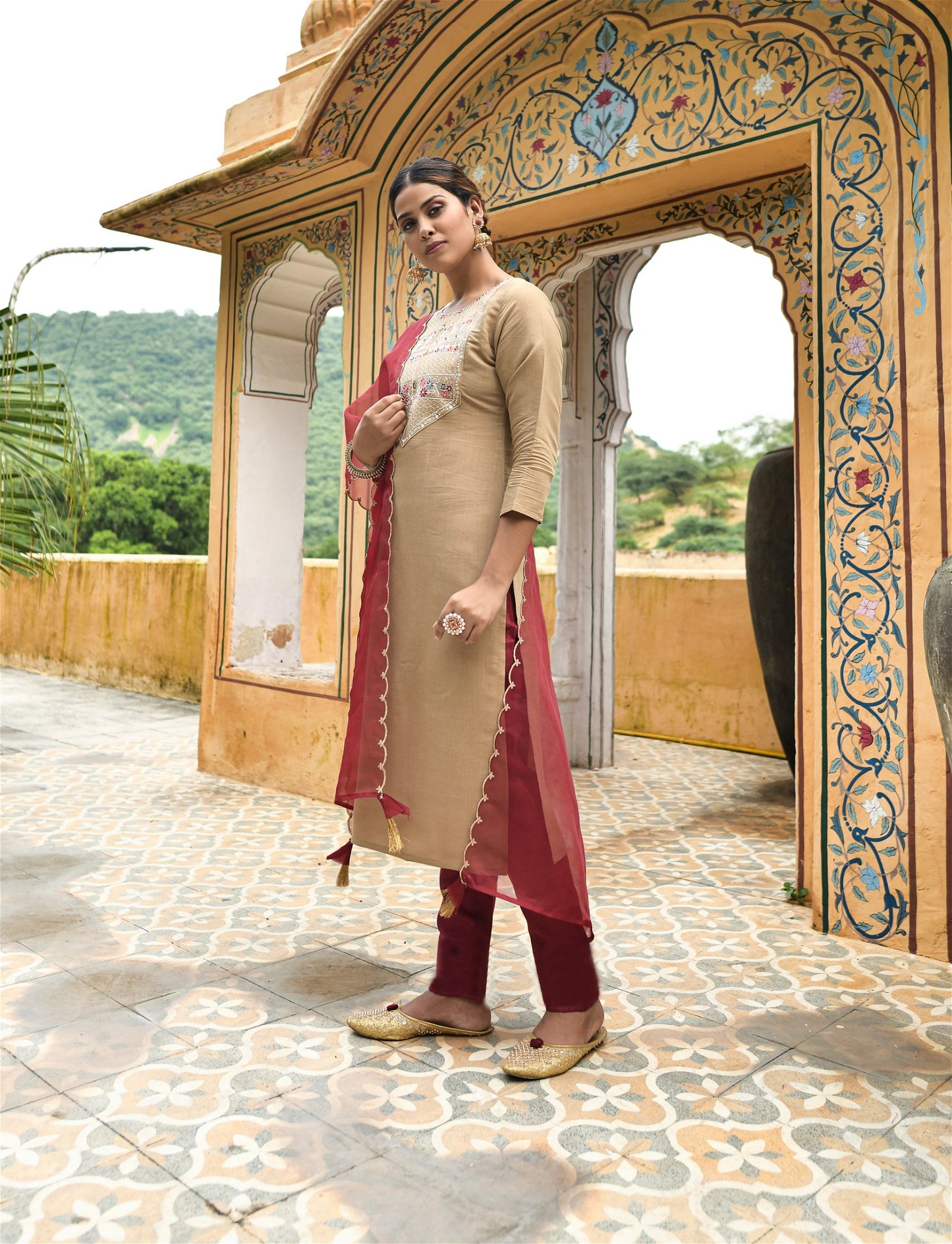 Chiku Party Wear Embroidery Worked Kurta With Pant And Duppata Set