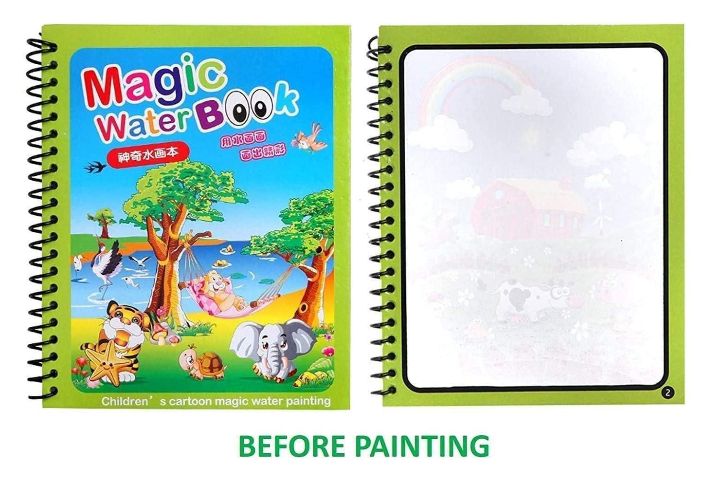 Reusable Magic Water Quick Dry Book Water Coloring Book Doodle with Magic Pen Painting Board for Children Education Drawing Pad (Multi Color, 4 Books)